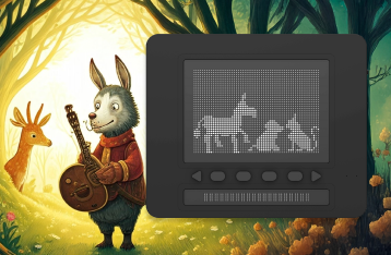 브레맨 음악대 동화 배경에 닷 패드에는 당나귀, 개, 고양이가 그려진 이미지